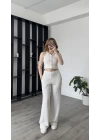 Beyaz Aida Düğmeli 2’li Takım