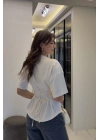 Beyaz Alina Belden Bağcıklı Tshirt