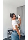 Beyaz Bağcık Sırtlı Crop Body