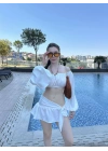 Beyaz Büstiyerli Pareo Takım