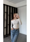 Beyaz Helena Düşük Omuzlu Basic Bluz