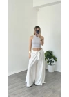 Beyaz Lily Dökümlü Salaş Pantolon