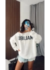 Beyaz Malibu Tek Omzu Düşük Oversize Sweatshirt