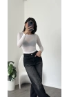 Beyaz Orj Oys Etiketli Yumuşak Dokulu Transparan Bluz