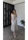 Beyaz Selay Güpürlü Astarlı 2’li Takım