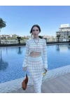 Beyaz Sunny Örgü Pareo Takım
