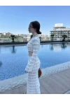 Beyaz Sunny Örgü Pareo Takım