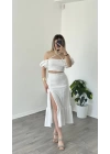 Beyaz Talia Etek Büstiyer Takım