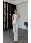 Beyaz Zoya Broşlu 2’li Takım