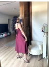 Bianca Korse Elbise Bordo