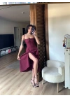Bianca Korse Elbise Bordo
