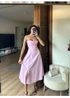 Bianca Korse Elbise Pembe