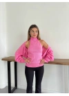 Bolero Detaylı Triko İkili Takım Pembe