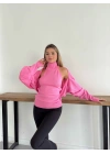 Bolero Detaylı Triko İkili Takım Pembe