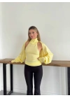 Bolero Detaylı Triko İkili Takım Sarı