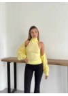 Bolero Detaylı Triko İkili Takım Sarı