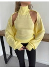 Bolero Detaylı Triko İkili Takım Sarı