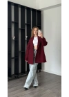 Bordo Aida Premium Kaşe Kaban