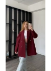 Bordo Aida Premium Kaşe Kaban