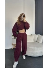 Bordo Baggy 2’li Sweat - Eşofman Takım