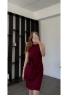 Bordo Cleo Düğümlü Elbise