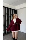 Bordo Elira Kalın Ceket Hırka