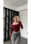 Bordo Kayle Tül Detay Korse
