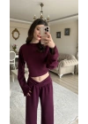 Bordo Luna V Bel Kesimli Modal Takım