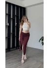 Bordo Melinda Büzgülü Etek