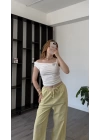 Cara Beyaz Düşük Omuz Detaylı Bluz