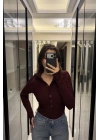Bordo Zr Muadil Çıt Çıt Yakalı Bluz