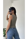Claire Haki Düğmeli Yelek