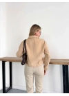 Crop Cepli Fermuarlı Ceket Camel