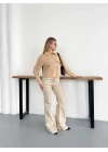 Crop Cepli Fermuarlı Ceket Camel