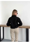 Crop Cepli Fermuarlı Ceket Siyah