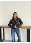 Crop Kaşe Ceket Antrasit