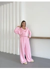 Croplu Salaş Üçlü Takım Pembe
