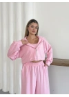 Croplu Salaş Üçlü Takım Pembe