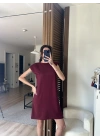 Daisy Vatkalı Elbise Bordo