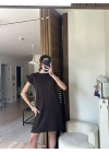 Daisy Vatkalı Elbise Kahverengi