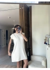 Daisy Vatkalı Elbise Krem