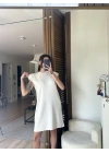 Daisy Vatkalı Elbise Krem