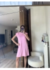 Daisy Vatkalı Elbise Pembe