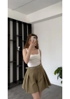 Edna Yeşil Kemerli Şehir Boy Şort