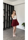 Edna Bordo Kemerli Şehir Boy Şort