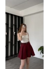 Edna Bordo Kemerli Şehir Boy Şort
