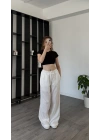 Sage Beyaz Astarlı Keten Pantolon