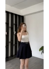Edna Lacivert Kemerli Şehir Boy Şort