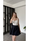 Edna Lacivert Kemerli Şehir Boy Şort