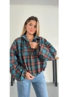 Ekose Bel Lastikli Bomber Ceket Turkuaz